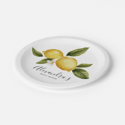 Simple Italia Citroenkalligrafie Vrijgezellenfeest Papieren Bordje (Gekanteld)
