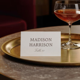 Simple Ivory and Brown Wedding Place Card DIY Kaart