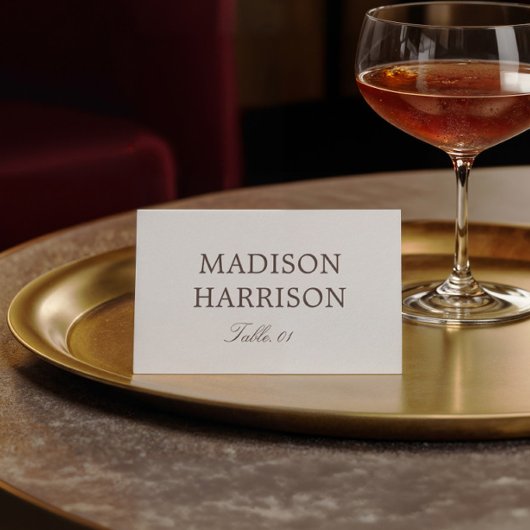 Simple Ivory and Brown Wedding Place Card DIY Kaart