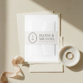 Simple Ivory Classic Crest Monogram Wedding Uitnodigingen Wikkel