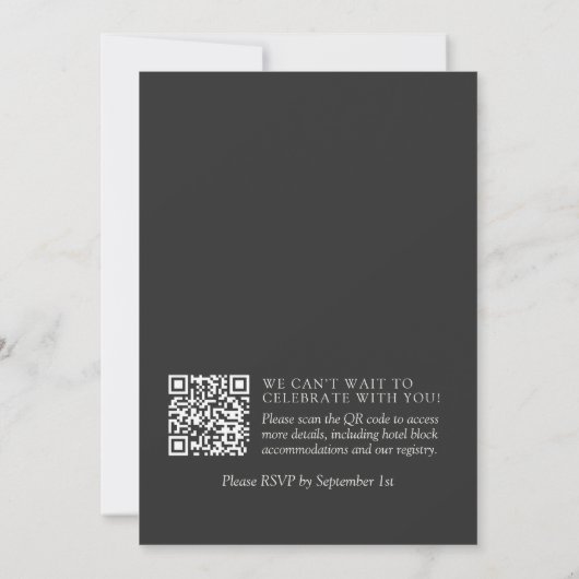 Simple Ivory Classic QR Code Wedding Kaart (Achterkant)
