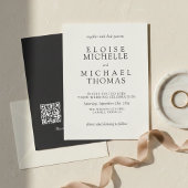 Simple Ivory Classic QR Code Wedding Kaart