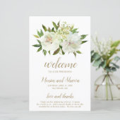 Simple Ivory Gold Floral Elegant Wedding Programme (Staand voorkant)