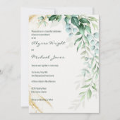 Simple ivory gold greenery leaf floral Wedding  Kaart (Voorkant)
