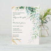 Simple ivory gold greenery leaf floral Wedding  Kaart (Staand voorkant)