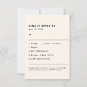 Simple Ivory Meal Choice Wedding RSVP Card (Voorkant)
