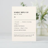 Simple Ivory Meal Choice Wedding RSVP Card (Staand voorkant)