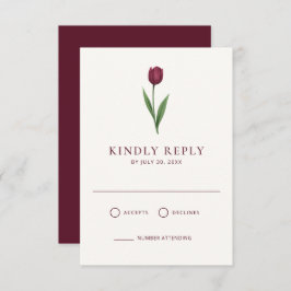 Simple Ivory Minimal Tulip Wedding RSVP Kaartje