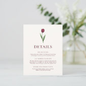 Simple Ivory Minimalist Tulip Wedding Details Informatiekaartje (Staand voorkant)