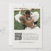 Simple Ivory Photo Classic QR Code Wedding Kaart (Achterkant)