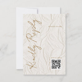 Simple Ivory Print Wedding QR code RSVP Kaartje