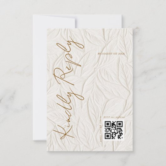 Simple Ivory Print Wedding QR code RSVP Kaartje (Voorkant)