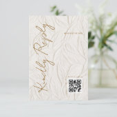 Simple Ivory Print Wedding QR code RSVP Kaartje (Staand voorkant)
