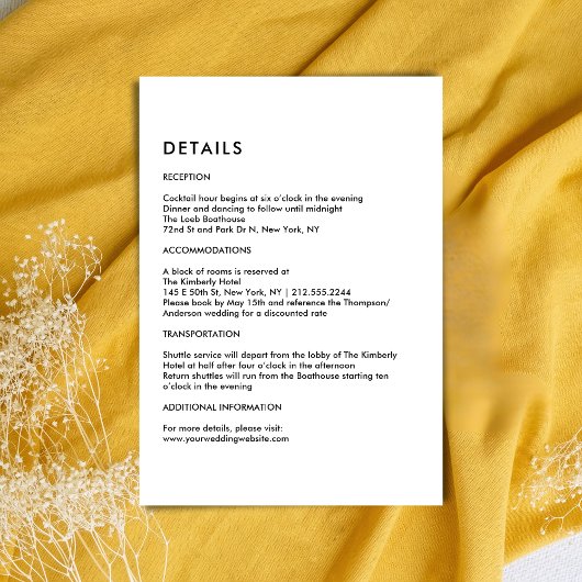 Simple Ivory Wedding Details  Informatiekaartje