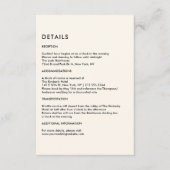 Simple Ivory Wedding Details  Informatiekaartje (Voorkant)