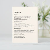 Simple Ivory Wedding Details  Informatiekaartje (Staand voorkant)