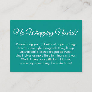 Simple Jade "No Wrapping Needs"-Vrijgezellenfeest Informatiekaartje