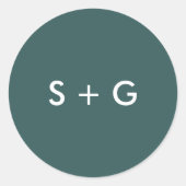 Simple Jasper Green Wedding Monogram Ronde Sticker (Voorkant)