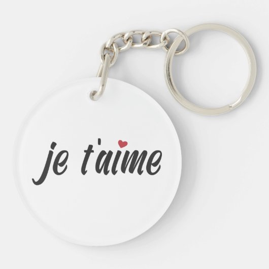 Simple Je T'aime I Love You Valentijn | Button Sle Sleutelhanger (Achterkant)
