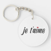 Simple Je T'aime I Love You Valentijn | Button Sle Sleutelhanger (Voorkant)