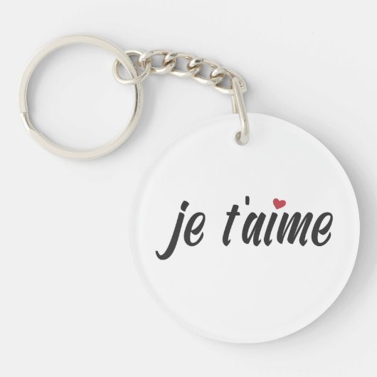 Simple Je T'aime I Love You Valentijn | Button Sle Sleutelhanger (Voorkant)