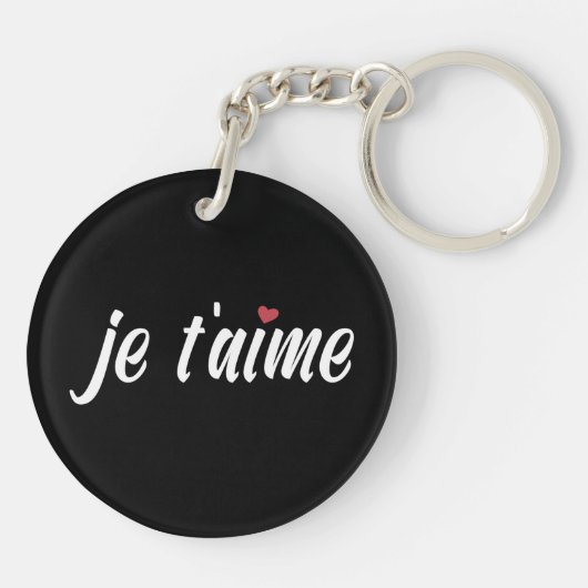 Simple Je T'aime I Love You Valentijn | Button Sle Sleutelhanger (Achterkant)