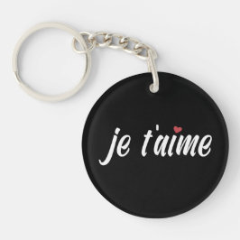 Simple Je T'aime I Love You Valentijn | Button Sle Sleutelhanger