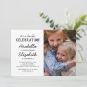 Simple Joint Photo Birthday Party Kaart (Staand voorkant)