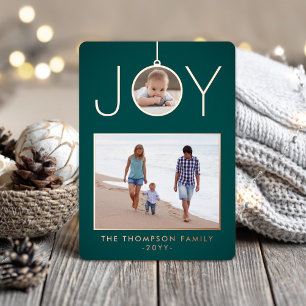 Simple Joy Christmas Ornament Blauwgroen Green 2 F Folie Feestdagenkaart