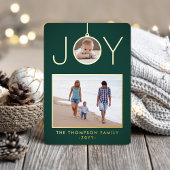Simple Joy Christmas Ornament Donkergroen 2 Foto Folie Feestdagenkaart