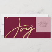 Simple Joy Modern Dusty Roos Photo Holiday Kaart (Achterkant)