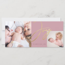 Simple Joy Modern Dusty Roos Photo Holiday Kaart