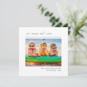 Simple Joy Peace Love Photo Square Feestdagenkaart (Staand voorkant)
