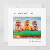 Simple Joy Peace Love Photo Square Feestdagenkaart (Voorkant)