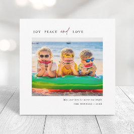Simple Joy Peace Love Photo Square Feestdagenkaart