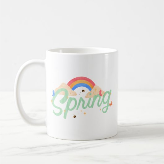 Simple Joy Springtime Cheerful White Soft Pastel Koffiemok (Links)