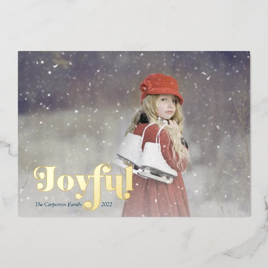 Simple Joyful Overlay Photo Holiday Kaart (Voorkant)