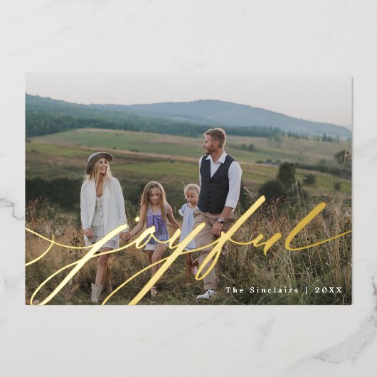 Simple Joyful Script Overlay-foto Folie Feestdagenkaart (Voorkant)