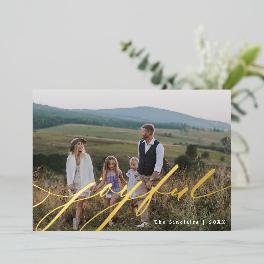 Simple Joyful Script Overlay-foto Folie Feestdagenkaart (Staand Voorkant)