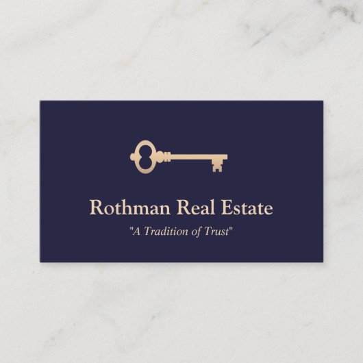 Simple Key Front Navy Real Estate Photo] Contactkaartje (Voorkant)
