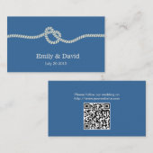 Simple Knot Navy Blue Wedding Website Kaart invoeg (Voorkant / Achterkant)