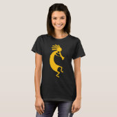 Simple Kokopelli drawing in yellow orange T-shirt (Voorkant volledig)