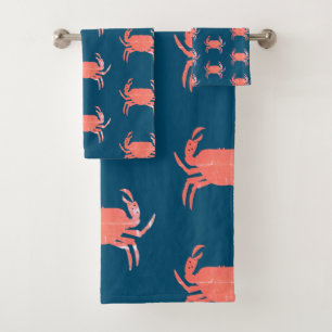 SimPle Krab Oceanen Patroon Marine Grunge Bad Handdoek