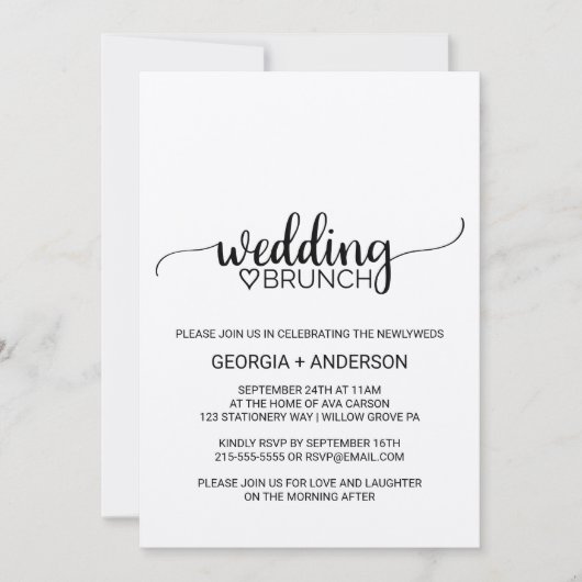 Simple Kraft Calligraphy Wedding Brunch Kaart (Voorkant)