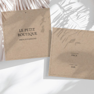 Simple Kraft Clothing Square Hang Price Label Vierkante Visitekaartjes