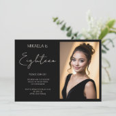 Simple Lady Debutante Black 18e verjaardag Kaart (Staand voorkant)