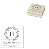 Simple Laurel WreatFamily Monogram Address Rubberstempel (Gestempeld)