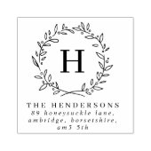 Simple Laurel WreatFamily Monogram Address Rubberstempel (Afrduk)