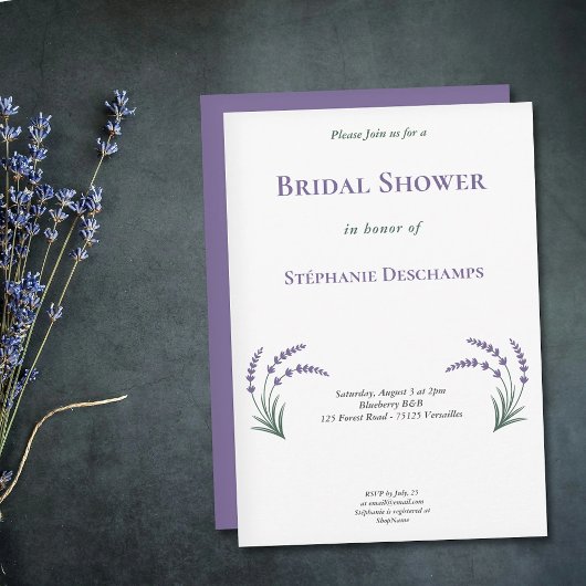 Simple Lavender Bridal Shower Invitation Kaart