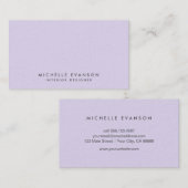 Simple Lavender Paars Linen Professional Visitekaartje (Voorkant / Achterkant)